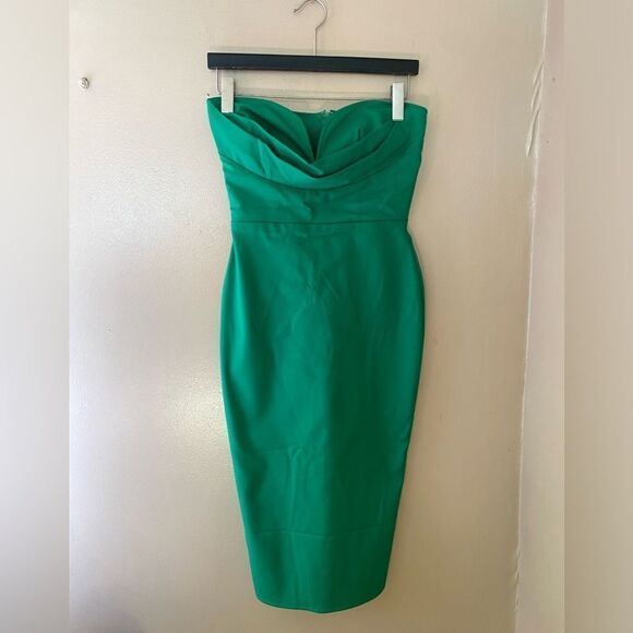 More To Come Sophia Midi Dress Kelly Green strapless sheath Revolve XS - Picture 9 of 10